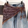 Elegantes Multifunktionales Florales Dreieckstuch Florales Batik-Damen-Halstuch Dreieck Baumwolle Ethnisch Bedrucktes Tuch Passende Hosen