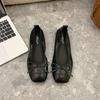 Aphixta Schmetterlingsknoten Design Slipper Flache Schuhe Weiche Lederschuhe Flache Einfarbige Damen Slipper Eckige Spitze Herbst Freizeitschuhe