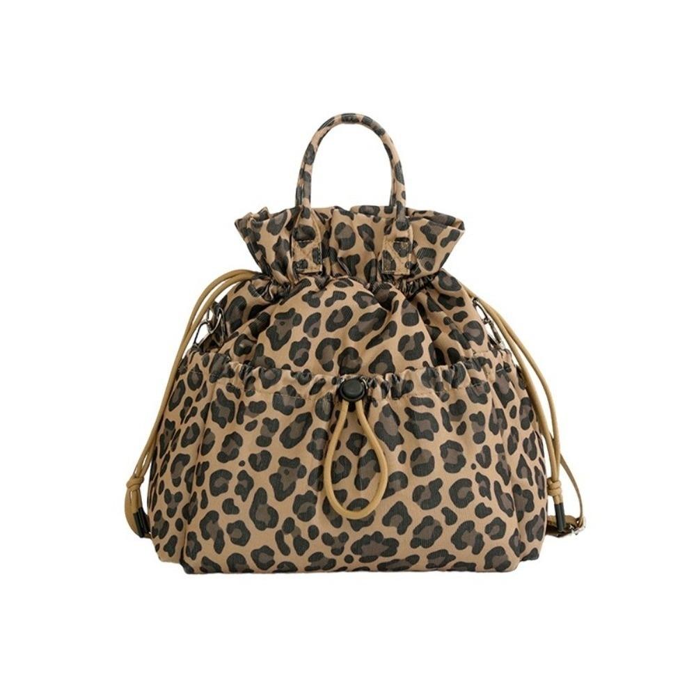 Large Capacity Drawstring Insulated Lunch Bag Floral Leopard Print Meal Container Bag  Picnic