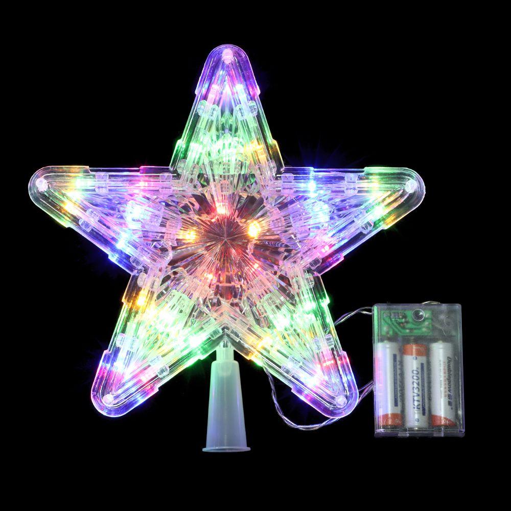 Ornaments Five-pointed Star Lamp Night Light Christmas Tree Top Ornaments LED Glowing Star