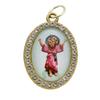 10 Piezas Colgante Encanto Forma Ovalada Religiosa Figura Metal Pedrería Colgante para Collares Llaveros Fabricación de Joyería DIY