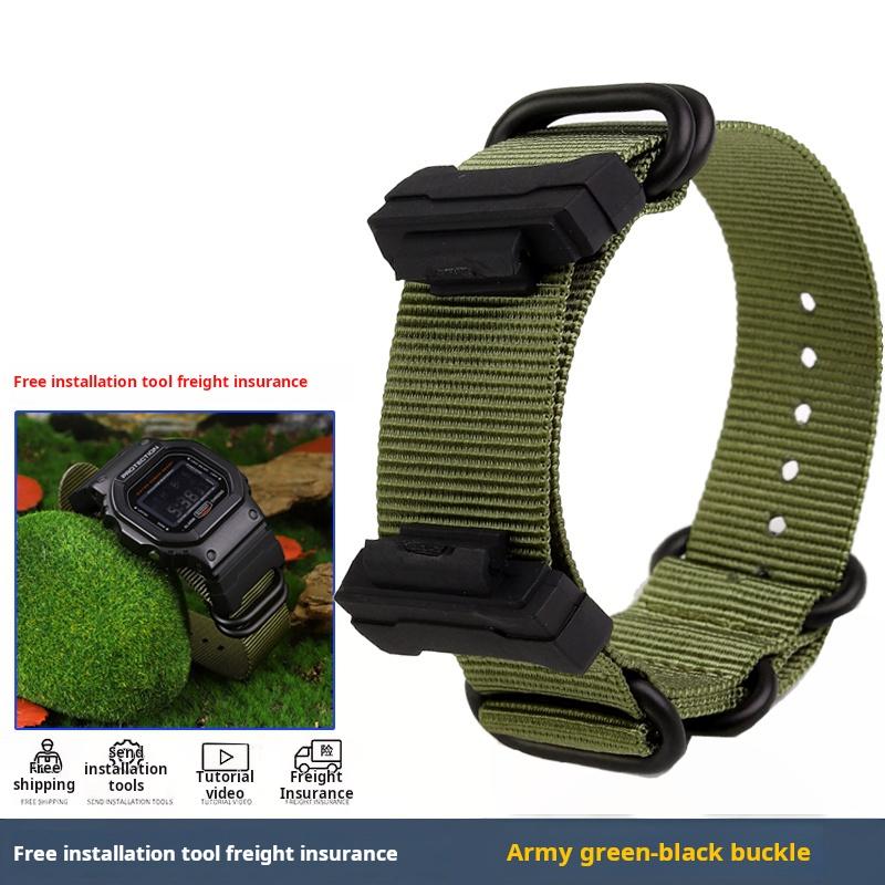 

For Casio GSHOCK DW5600 gw-b5600 gmw5610 GM-5600 nylon Canvas watch strap Ring buckle Stripe Rainbow sport watchband accessories For 5600 5610