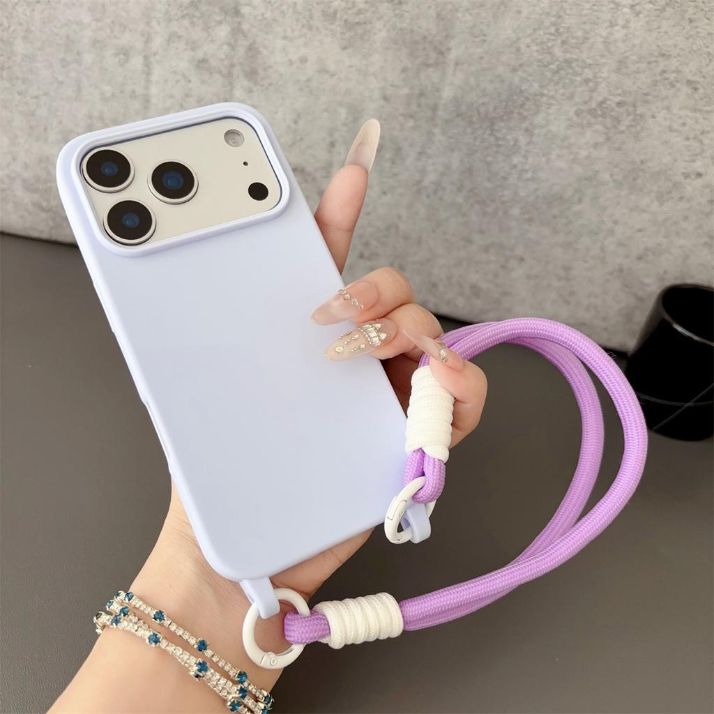 Wrist Strap Matte Silicone Soft Protective Phone Case for IPhone Air 17 Pro Max 16 15 Plus 14 13 12 11 Pro Shockproof Cover