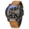 Benyar Men's Chronograph Analog Watch 30M Water-Resistant Business Stylish Formal Leather Band Quartz Gift