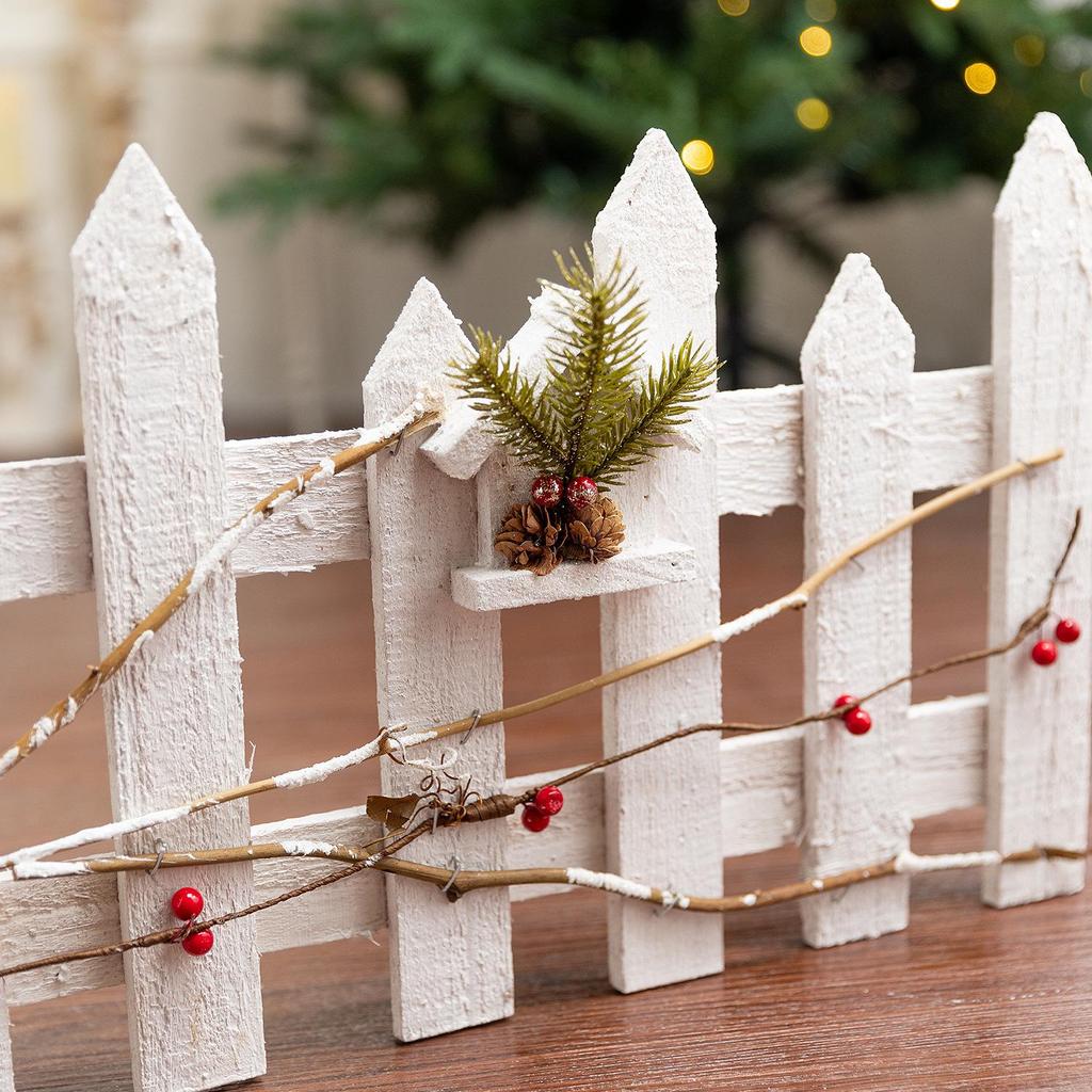 Popular Christmas Tree Skirt: Distressed White Wood Fence for Mall Window or Tabletop Decoration