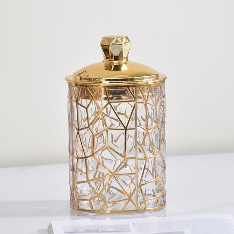 3 Pieces Gold Foil Candy Storage Container Clear PET Jars With Airtight Lids For Kitchen Pantries Organization