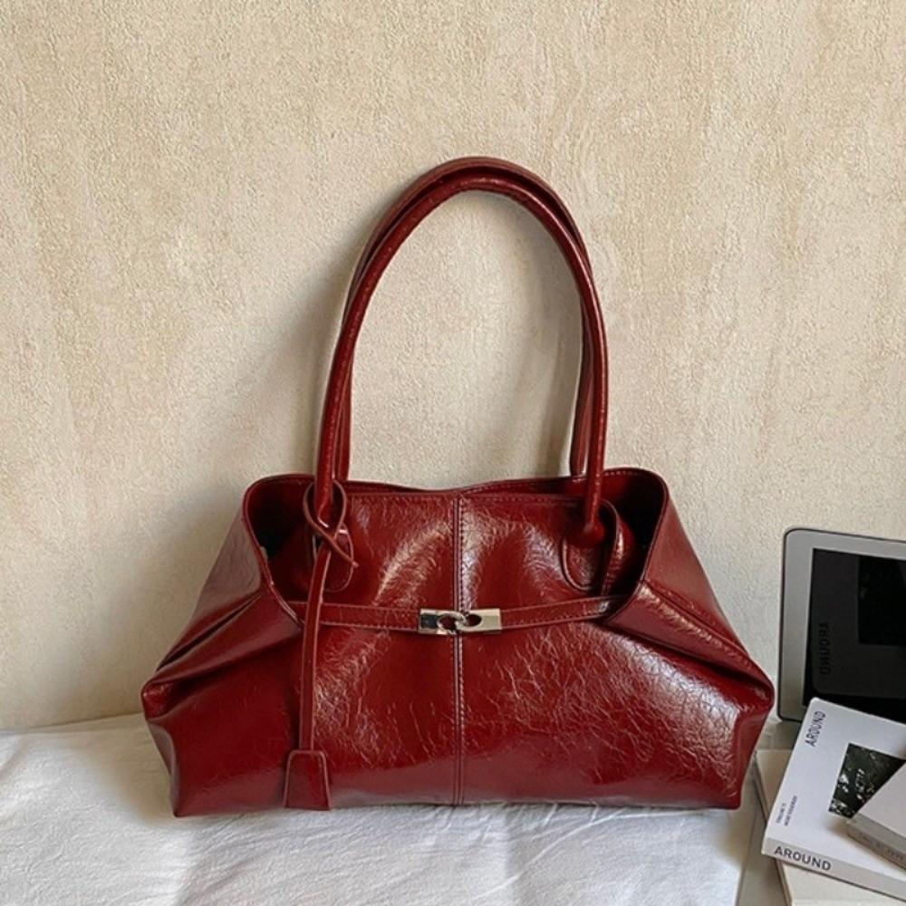 Soft Commuting Tote Bag Pleated Underarm Shoulder Bag Trendy Retro Women Handbag Dating