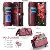 For iPhone 17 Pro Leather Case CASEME C36 Zipper 10 Card Slots Phone Cover with Straps