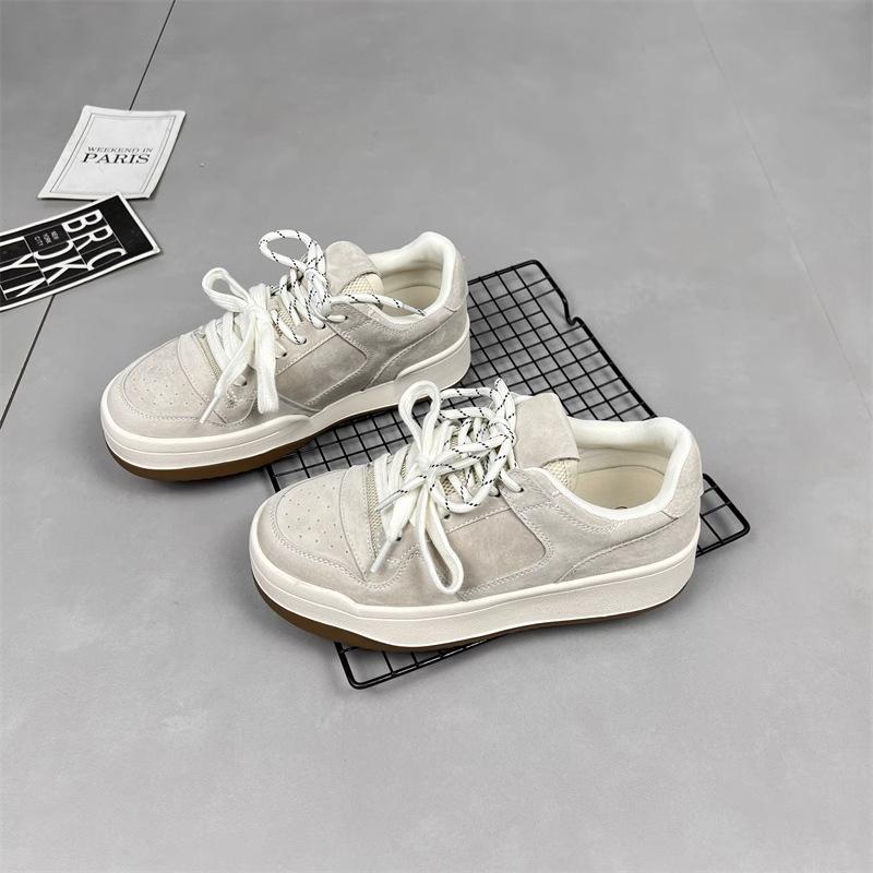 Spring new matte board shoes simple and versatile casual thick-soled lace-up light sports little white shoes women