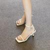 Women High Heel Sandals Summer Casual Female Woman Square Heel Open Toe Strap Wedge Shoe 2025 New Elegant  heels