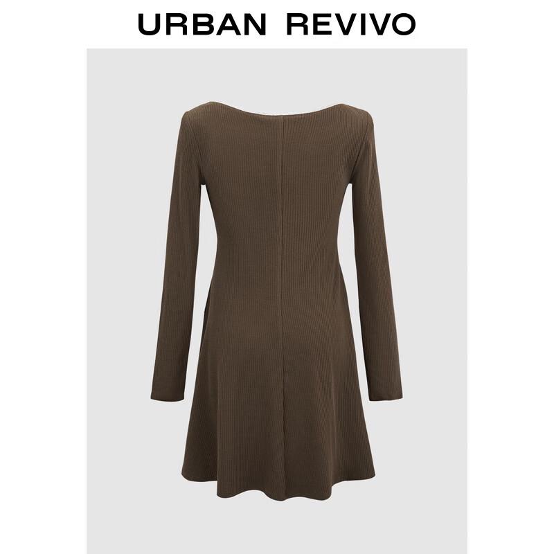 UR 2025 Spring Collegiate Color-Block Letter Long Sleeve Dress