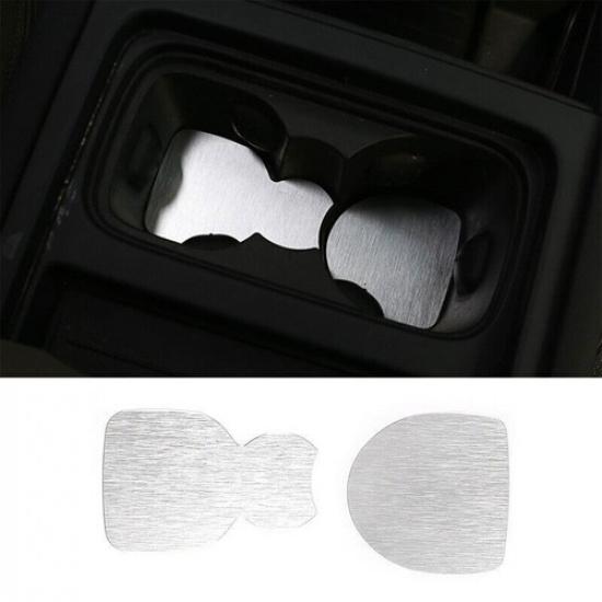 Console Interior Front Water Cup Pad For Defender 110 - Silver Aluminum