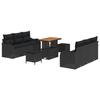 Ensemble de Canapé de Jardin Modulaire de 9 Pièces avec Coussins en Rattan Poly Noir, Canapé de Jardin 2 Places 3362219