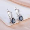 Drop Shape Colorful Zircon Silver Color Earrings Full Inlay Sparkling White Zircon Party Wedding Luxury Jewelry