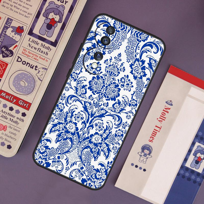 

Blue and White Porcelain Case For Honor Magic 7 Lite 5 6 Pro Honor 200 Pro 50 70 90 X9b X9a X8b X8a X8 X9 X9c Cover Honor Magic5 Pro