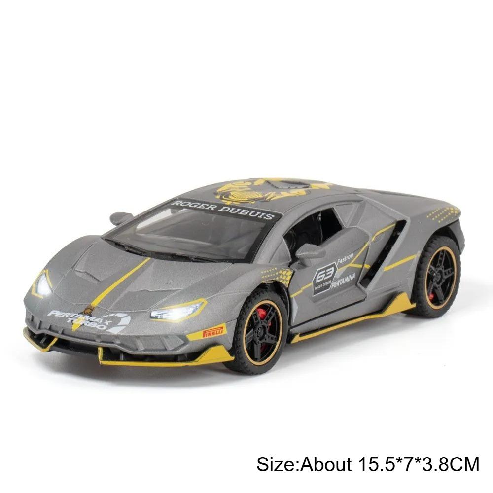 

1:Модель спортивного автомобіля Lamborghini LP770-4 Sian FKP37 Масштаб 1:32 Іграшка Відкриваються ножицями двері Звук Світло Відтягується Лита модель зі сплаву Подарунок для дітей
