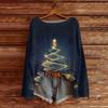 Ladies' Fashionable Casual Long Sleeved Christmas Printed Round Neck Knitted Yarn