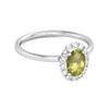 Peridot Solitaire Halo Accents Ring – 925 Sterling Silver