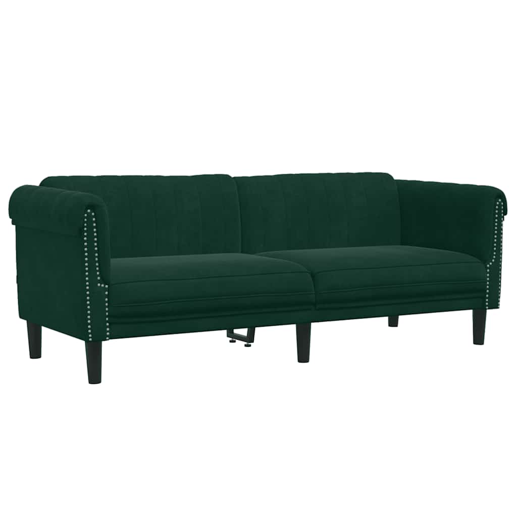 Vidaxl 3-Cz. Living Room Set, Dark Green, Upholstered In Velvet