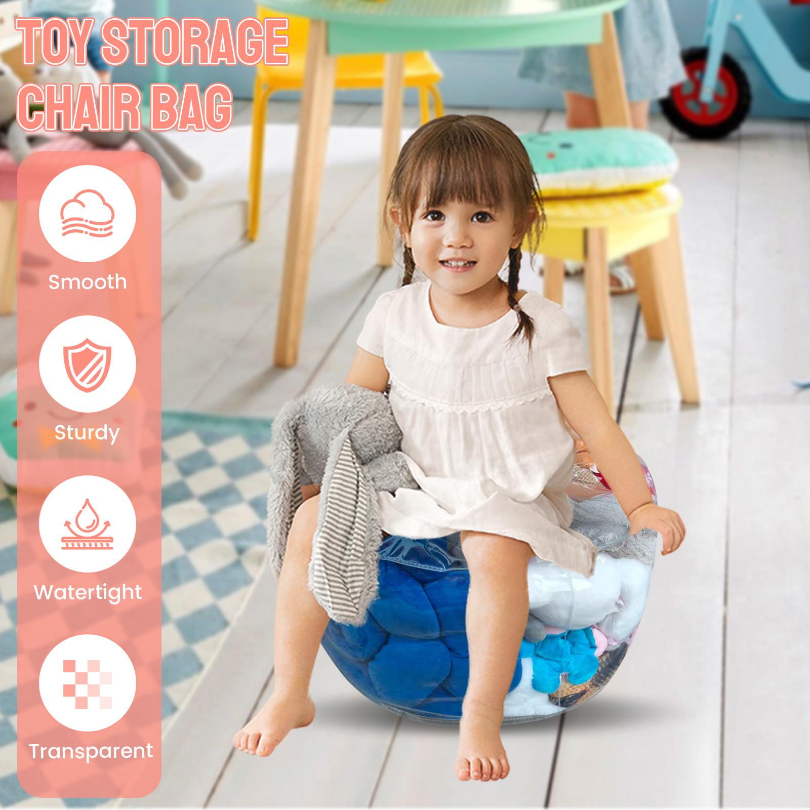 50/150/180L Trasparente Copriseduta Sedia Contenitore per Peluche Bambini Sacco a Pelo con Cerniera Seduta Divani Pigri Borsa Contenitore Tatami