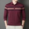 Men S Striped Long Sleeve Polo Shirt Loose Fit For Middle Aged Dad Autumn