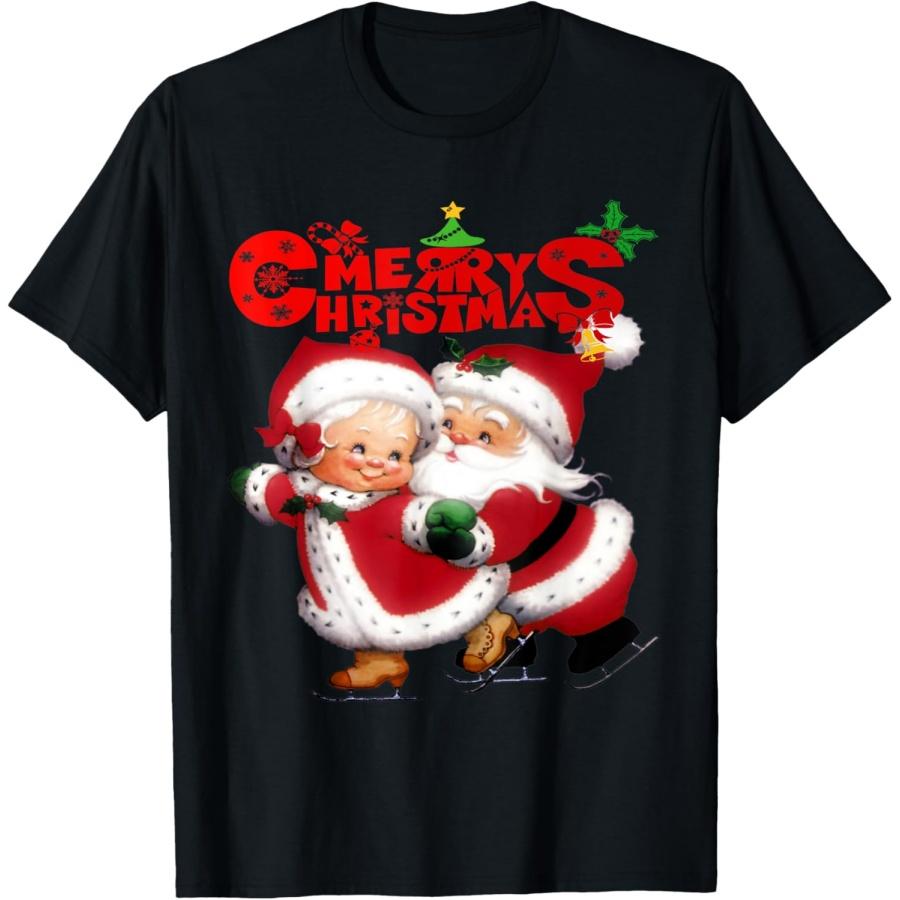 Merry Christmas T-Shirt - Happy Cute Mrs Claus and Mr Claus T-Shirt XXXXXL чёрный