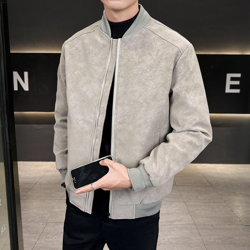 Down Jacket Men s% White Duck Down Winter Loose Baseball Collar Leather Jacket Men M