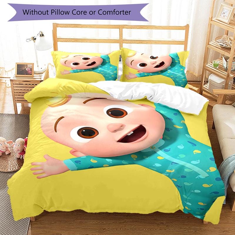 Juego de Ropa de Cama CoComelon de 3 Piezas Funda Nórdica con Cierre Incluye 1 Funda Nórdica y 2 Fundas de Almohada, Suave y Cómodo para Todas las Estaciones.