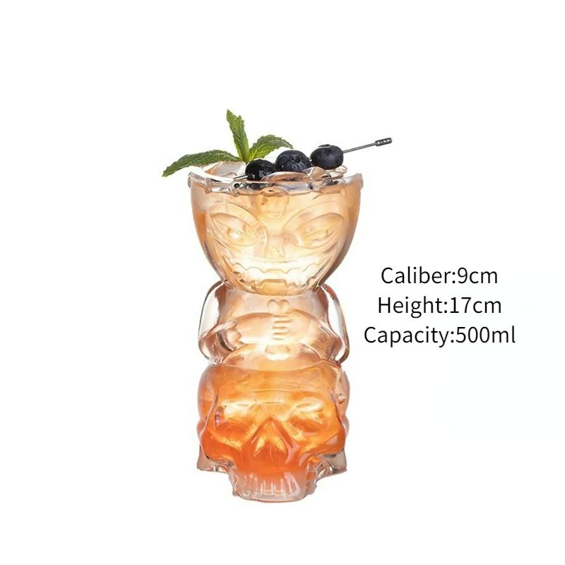 Tiki Glass Cups Tiki Mugs Cocktail Glasses Cup Creative Hawaiian Cocktail Cups Funny Cup Beer Beverage Glass Bar Accessories