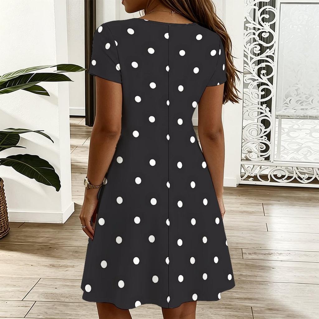 Women V Neck Watercolor Hydrangea Printed Plus Size Summer Loose Dress