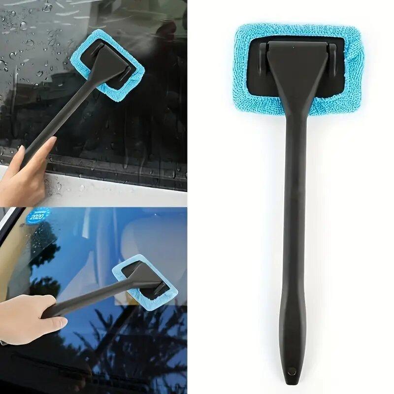 1pc Window Wiper Cleaning Brush Microfiber Wiper Windshield Demister Cleaning Tool Wiper Cleaner Wipe Tool Long Handle Cleaning Cloth  Accessories