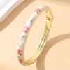 Colourful Floral Cloisonne Bracelet Gold Color Cloisonne Bangle Retro Enamel Bracelet  Women