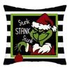 Grinch Linen Throw Pillowcase Holiday Sofa Office Cushion Pillowcase Green Furry Christmas Pillowcase