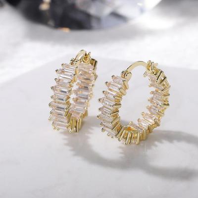 Aukštos kokybės sidabro/aukso spalvos auskarai moteriški vestuvių vakarėlio auskarai Universalūs prabangūs cirkonio papuošalai