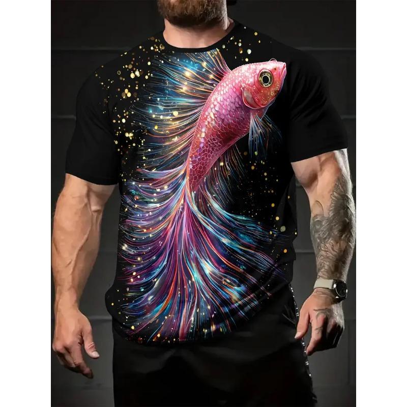 

Men s 3D Printed Goldfish Pattern T-shirt Digital Printed Short Sleeved T-shirt Breathable Polyester Round Neck Casual Outdoor Top 6XL