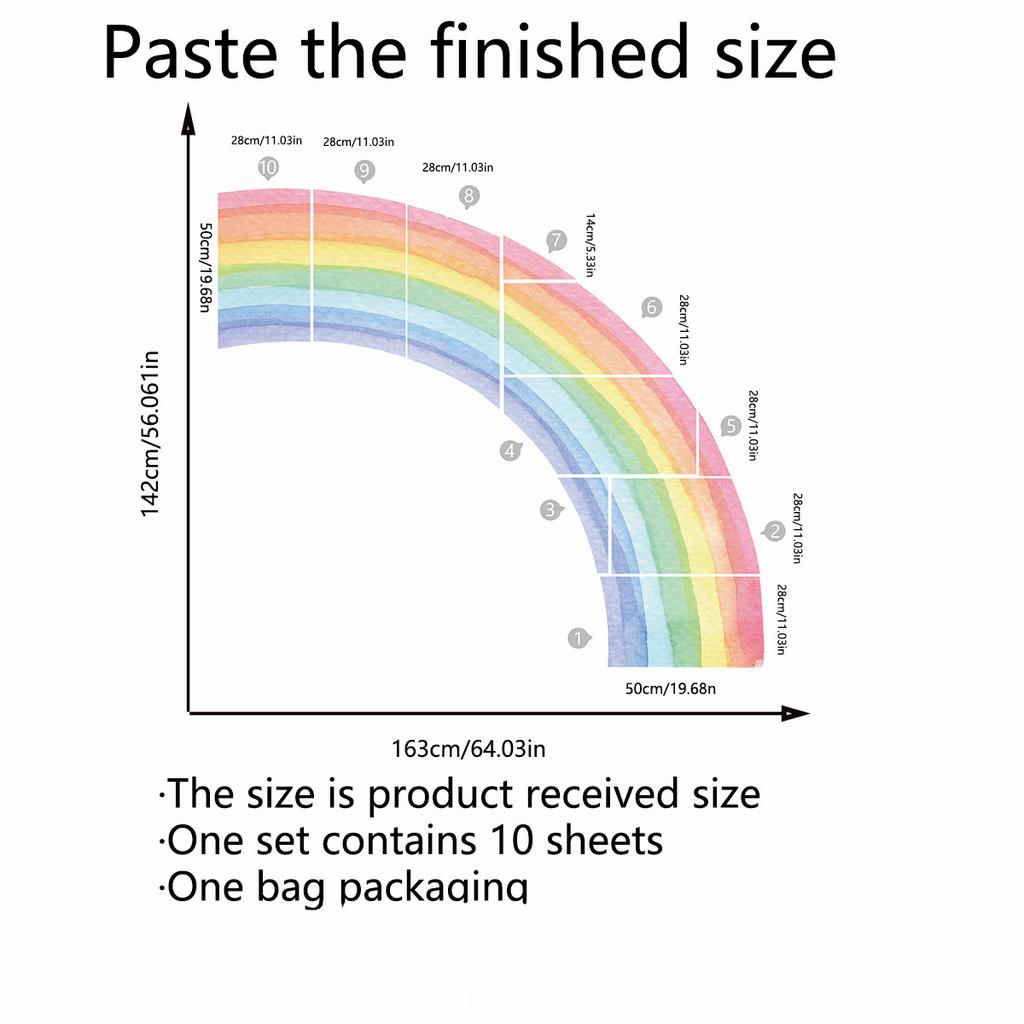 Glue-free Wall Sticker Rainbow Nordic Style Wall Sticker Living Room Girl Bedroom Background Decoration Self-adhesive Does Not Contain Pvc