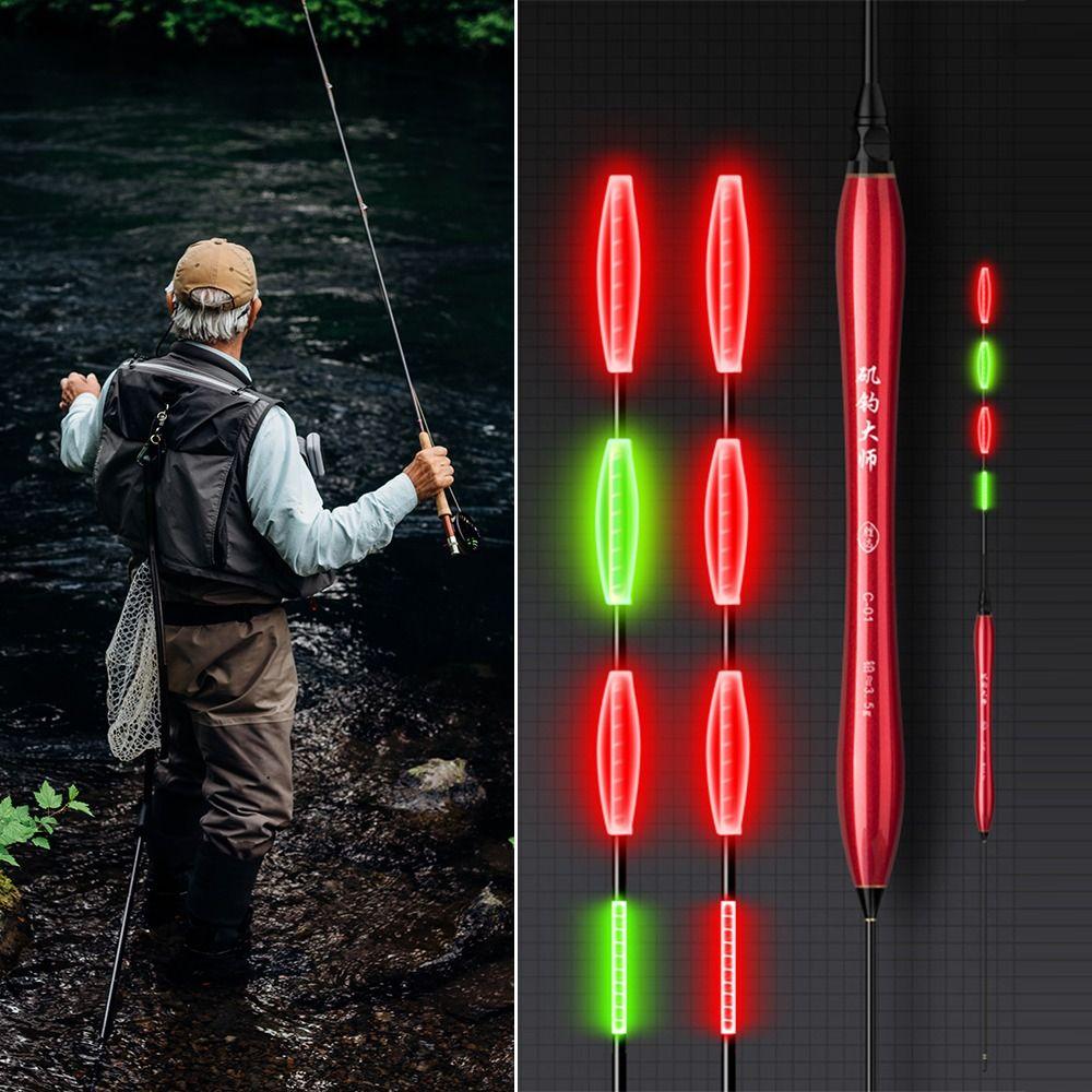 Indicator Electronic Fishing Float Long Tail Slip Drift Tube Light Float 4 Light Buoy Strike Bobbers Buoy Night Fishing