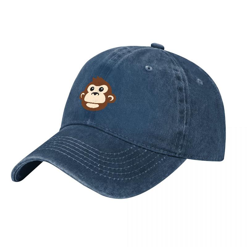 Cappellino da Baseball in Tela Lavata con Logo Faccia di Scimmia Stile Classico Vintage Cappello Regolabile per Unisex e Donne