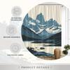 Minimalist Mountain Tranquility Shower Curtain, Snow-Capped Peaks & Lake Design, Polyester, Serene Bath Decor