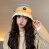 New dopamine color retro handmade warm plush hat women's autumn and winter wool hat knitted bucket hat cold hat