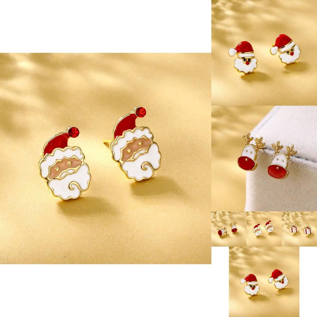 Trendy European American Style Geometric Alloy Christmas Earrings For Women