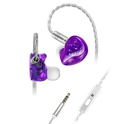 Fones de ouvido com fio Hifi Kingdom EPZ K1 moldados com uma impressora de ruído HiFi dinâmica grande 3D 1BA 1DD ROXA, + driver revestido em titânio de 9,2 mm, 3,5 mm