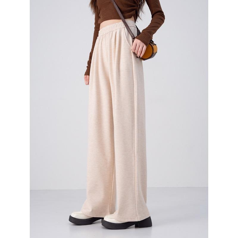 

Autumn and winter new sheep fine lines loose versatile women s high waist Yamamoto wide legs casual straight mopping long pants XL
