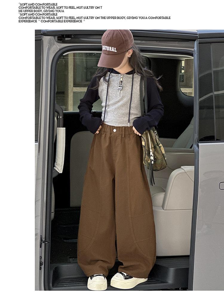 Girls' 2025 Autumn Casual Scimitar Pants: Versatile Korean Style for Big and Middle Kids