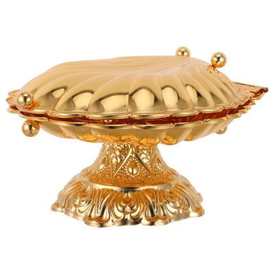 Zinc Alloy Shell-Shaped Fruit Plate Light Luxury Golden Open High-Foot Desktop Tray Decorative Restaurant Snack Tray For Kitchen