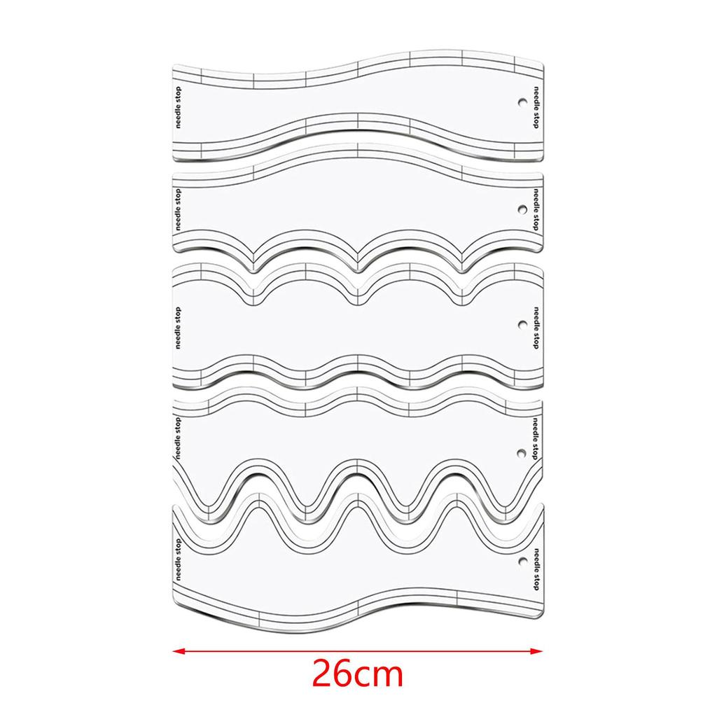 5Pcs Wave Rulers Quilting DIY Patchwork Tools Multipurpose Professional Stencils