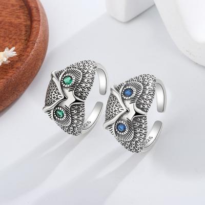 Avrupa ve Amerikan tarzı niş baykuş yüzük retro ayarlanabilir unisex moda kişilik mizaç açıklık yüzük