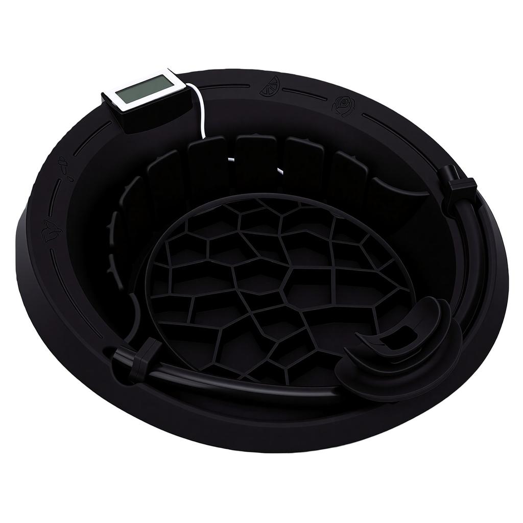 Foldable Ice Face Bowl with Breathing Tube Thermometer Ice Bath Face Basin for Home Travel Black
