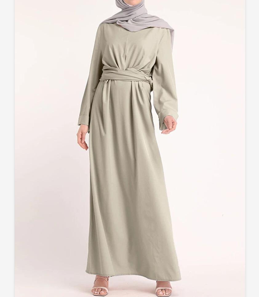 Available: 2022 Vintage Solid Color Muslim Long Dress - Elegant High Waist Pullover Design