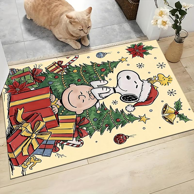 Snoopy'S Festive Christmas Carpet Rug Soft Washable Anti Slip Home Living Room Sofa Mats Personalized Christmas Rug